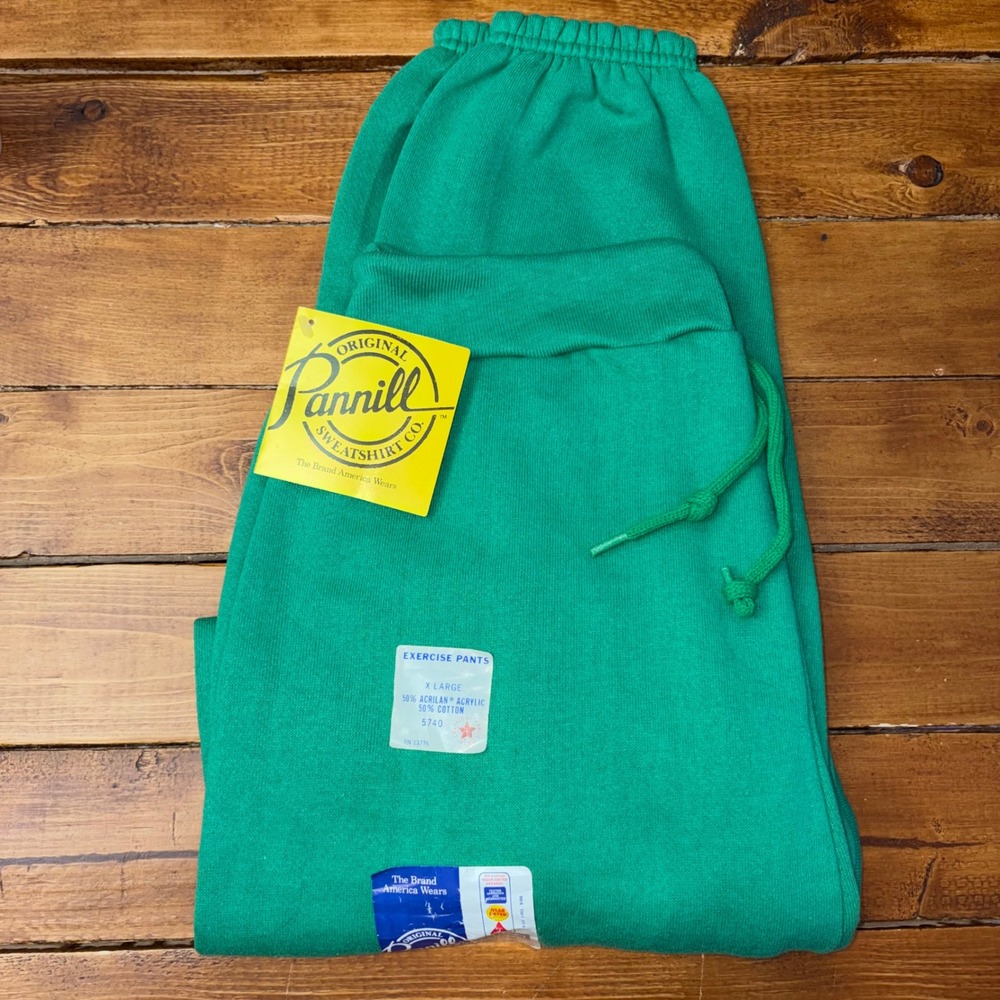 Vtg Pannill Sweatpants Unisex XL Green 1980s Deadstock Exercise Pants USA NEW